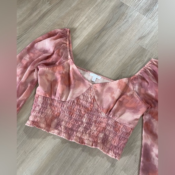 ABOUND Cute Pink Off the shoulder top with poof sleeves. Size M - Picture 3 of 7